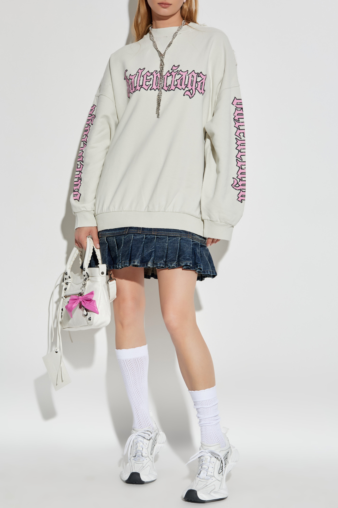 【送料&関税込】Balenciaga Crewneck Tweed Dress White Dress with a `vintage` effect Balenciaga - Vitkac AS